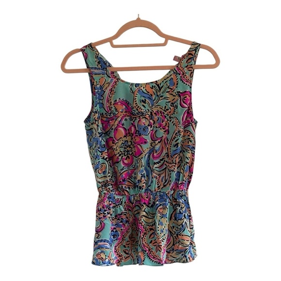 Lilly Pulitzer Tops - Lilly Pulitzer Silk Peplum Tank Top